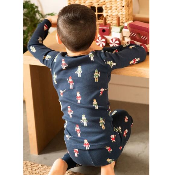 New ~ PETIT LEM ~ Boys Navy Blue Nutcracker Print Two-Piece Pajama Set Size 5 - Picture 2 of 7